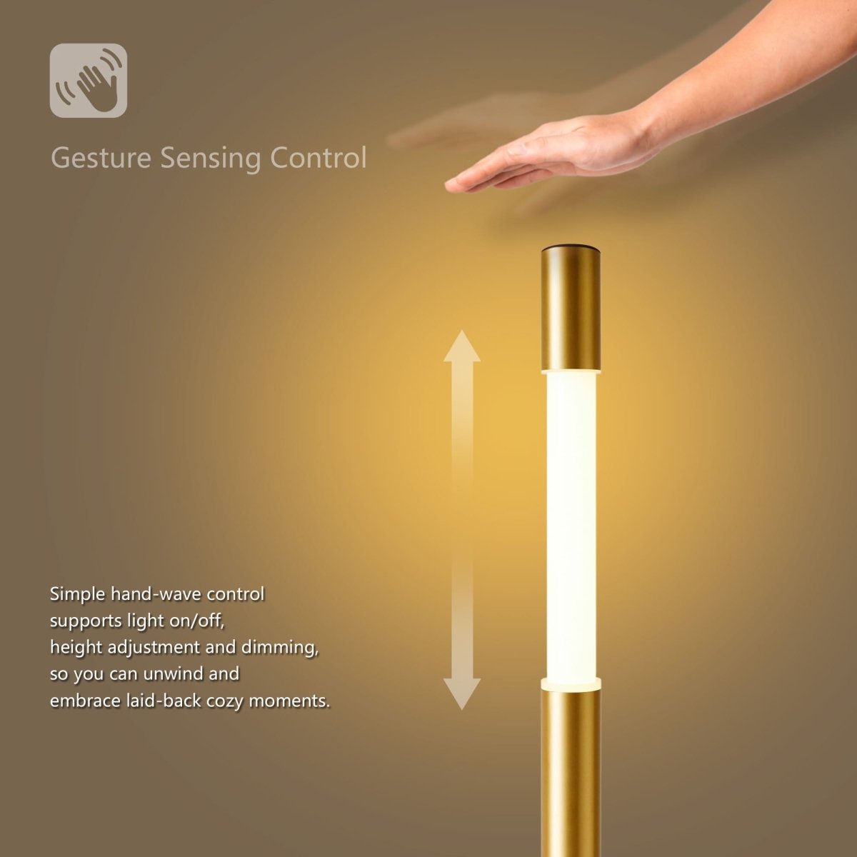 Brushed Brass Motorised Lifting Smart Floor Lamp – BT Speaker – Lower Ambient Light - JOJOYO Home