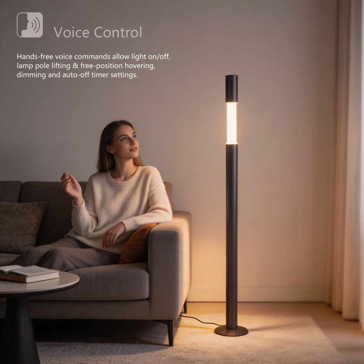 Brushed Gun Black Motorised Lifting Smart Floor Lamp - JOJOYO Home