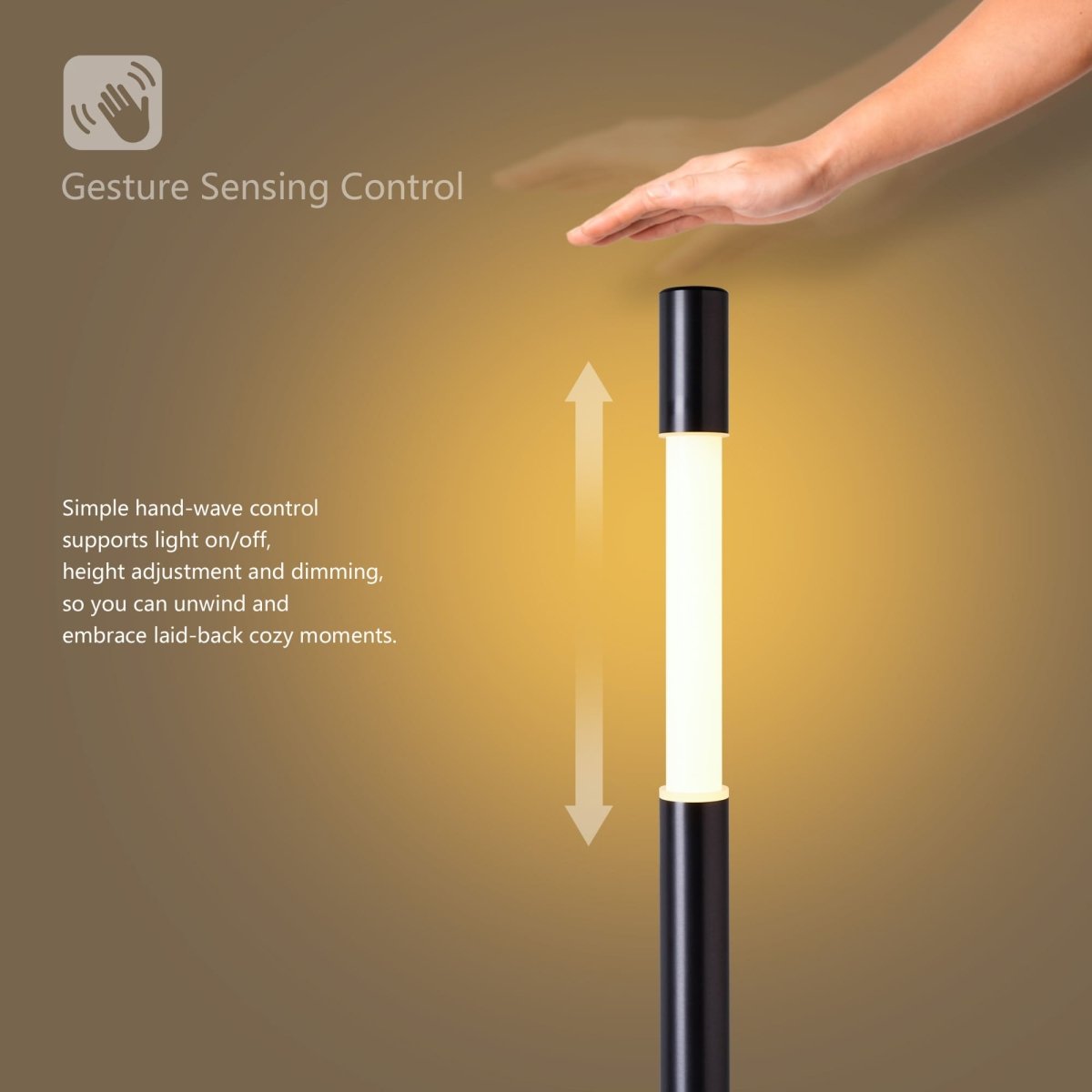 Brushed Gun Black Motorised Lifting Smart Floor Lamp – BT Speaker – Lower Ambient Light - JOJOYO Home