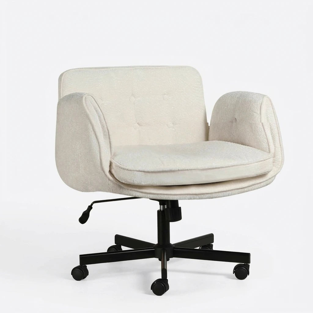 Cross - Legged Vanity & Office Chair – Soft Chenille, Swivel Base - JOJOYO Home