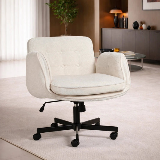 Cross - Legged Vanity & Office Chair – Soft Chenille, Swivel Base - JOJOYO Home