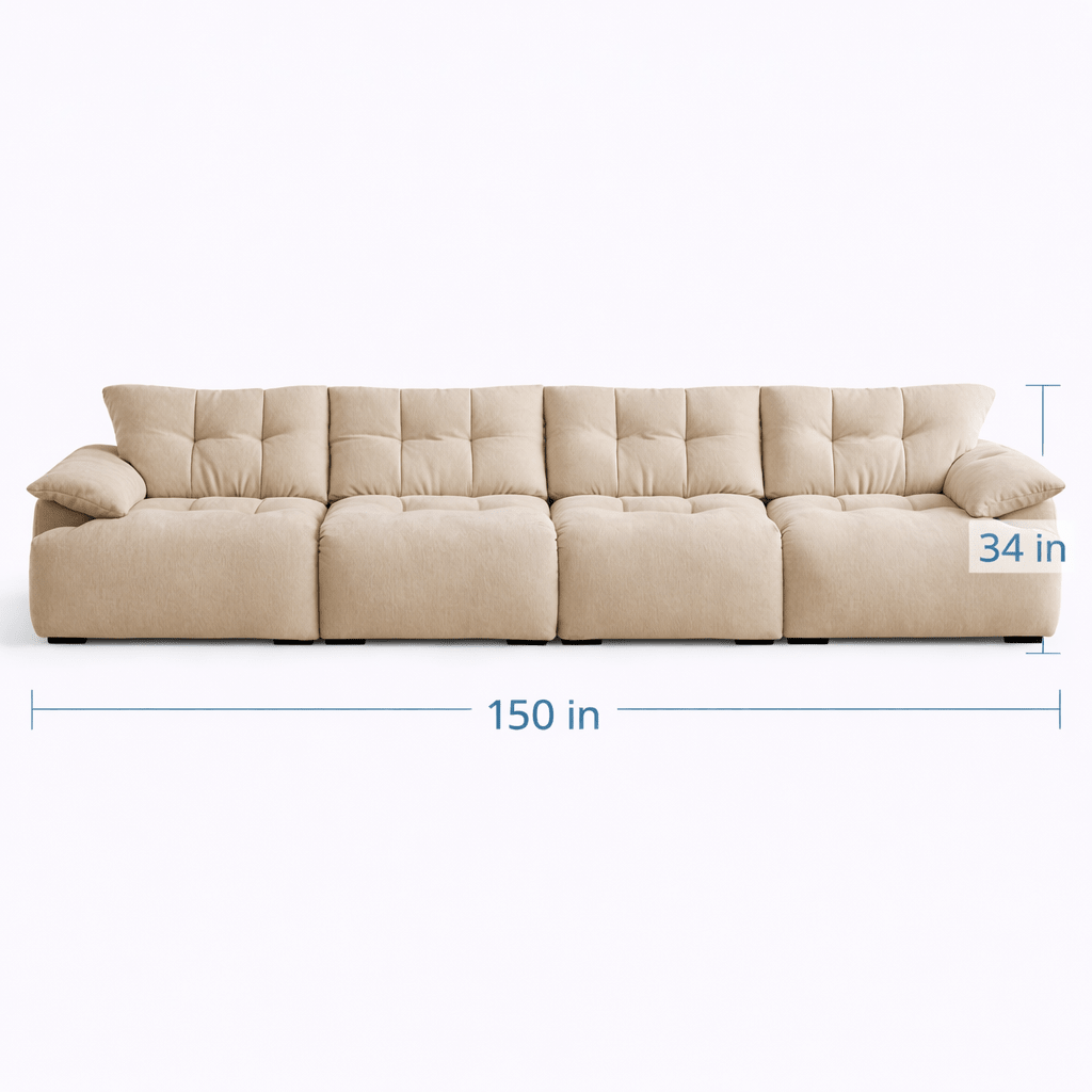 Movable High - Back Deep Sofa – Fabric Modular Lounge - JOJOYO Home